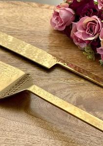 Luxurious Gold Hammered Best Selling <b>Cake</b> <b>Server</b> Set with Cutting Knife Wedding - Product Image 4