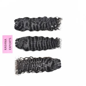 100% vietnamien luxe 14 pouces sans colle perruque ondulé brut naturel indien Double trame Machine pour les femmes noires Extensions de cheveux humains - Product Image 5