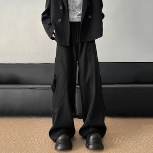 Pantalons décontractés pour hommes de couleur unie conception de trou Niche Droite jambe large Style coréen automne hiver bas masculin - Product Image 2