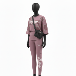 Conjunto Deportivo Personalizado con Logotipo, Leggings de Nailon y Spandex de 250 g/m², Camiseta Holgada, Diseño con Parches Reflectantes - Product Image 4