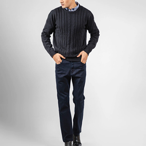 Respirant laine/coton tricoté à la main hiver mince mode Logo pull pour hommes à manches longues tricoté nouveau Design 2026 - Product Image 2