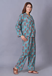 ชุดนอนชุดนอนชุดนอนผ้าฝ้ายแท้ลายดอกไม้ชุดนอนผ้าฝ้ายเนื้อนุ่มชุดกลางคืนชุดกลางคืนสำหรับเป็นของขวัญเพื่อนเจ้าสาว - Product Image 3