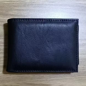 <b>Men's</b> Genuine Leather Slim <b>Wallet</b> With Striped Lining Fold Closure Card Holder Short Length Minimalist Design - Product Image 1