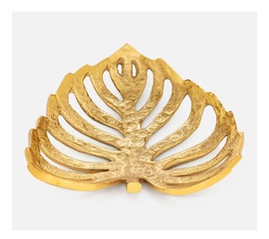 Plateau de service en feuille de palmier doré, rangement en aluminium, plateau en métal design, disponible en Inde, au prix de gros - Product Image 3