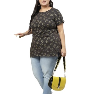 T-shirt décontracté imprimé sur tout pour femmes grande taille 100% coton jersey respirant solide prix de gros de fabrication Bangladesh - Product Image 5