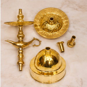 Cachimba de Lujo Farida Aladdin Magic Lamp de Latón Lacado con Bandeja de Doble Cara y Florero en Forma de Cúpula - Product Image 6