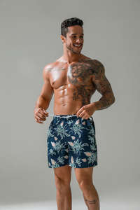 กางเกงชายหาดขาสั้นสำหรับผู้ชายกางเกงขาสั้นแห้งเร็วโพลีเอสเตอร์สแปนเด็กซ์ความยาวถึงเข่า - Product Image 2