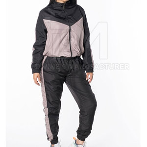 Vente en gros Ensemble coupe-vent décontracté deux pièces grande taille Streetwear pleine longueur pour l'hiver Motif solide - Product Image 5
