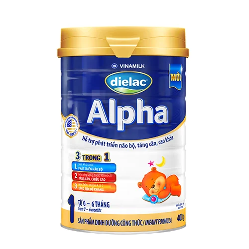 Vinamilk - Dielac Alpha-детская формула-детский молочный порошок-шаг 1 (для детей от 0 до 6 месяцев) 400 г x 24 банка в коробке GMP