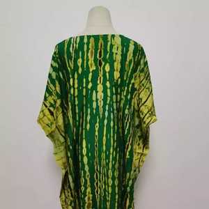 Holiday Gypsy Chic Kaftan para mujer con cuello en V Tie Dye mangas largas ajuste suelto cómodo tejido patrones sólidos Kaftan largo gratis - Product Image 2