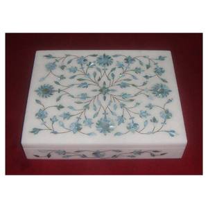 Boîtes en marbre incrustées de nacre pure, entièrement faites à la main et polies, pour la décoration de la maison - Product Image 1