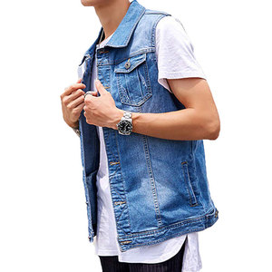 เสื้อกั๊กยีนส์ดีไซน์ใหม่ไม่ซ้ำใครสำหรับผู้ชาย ระบายอากาศได้ดี สวมใส่สบายในฤดูหนาว แห้งเร็ว คุณภาพระดับมืออาชีพ สีพื้น ผ้าฝ้ายยีนส์ 100% - Product Image 3
