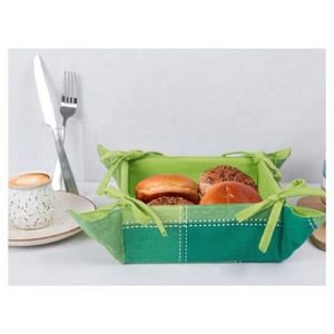 Wholesale 100% Cotton Fabric New Patterns Eco-friendly Washable Folding Gorgeous Versatile <b>Bread</b> <b>Basket</b> With Drawstring Closure - Product Image 4