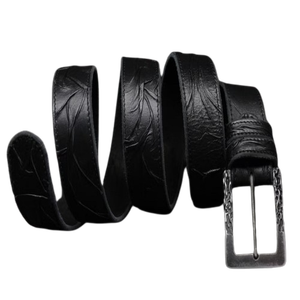 เข็มขัดหนังแท้แบบกอธิคของผู้ชายทำด้วยมือสไตล์ตะวันตกพร้อมโลหะสีดำ - Product Image 1