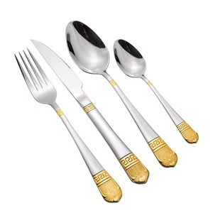 Reusable Stainless Steel <b>Cutlery</b> Wedding Spoon and Fork <b>Gold</b> <b>Cutlery</b> Set Housewarming Gift From Indian Supplier - Product Image 5