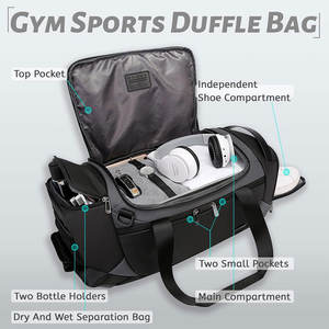 Sac de sport unisexe durable et écologique, grande capacité, design résistant à l'eau, léger, bandoulière réglable - Product Image 2