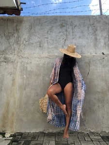 Couleur lavande attrayant main cravate teinture kimono veste vacances Boho coupe ample veste pour vêtements de plage Bikini couvrir Kimono ensemble - Product Image 3