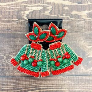 Pendientes colgantes de Navidad con bordado de cuentas hecho a mano con estilo DE LA India Moda Premium Elegante Estilo de moda único - Product Image 5