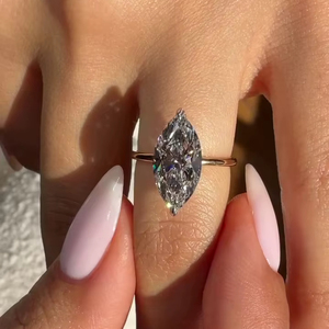 14x7มม. มาร์คีส์ตัดมอยส์ซอแทร์แหวนหมั้นแบบซ่อนรัศมีสองชิ้นสีเหลืองและสีขาวชุบทองเครื่องประดับชั้นดีขายส่ง - Product Image 5