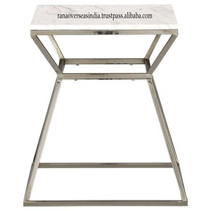 Enorme mármol superior bajo demanda con marco de acero inoxidable plateado Uso de la mesa auxiliar para la sala de estar Restaurante en casa a precio mayorista - Product Image 5