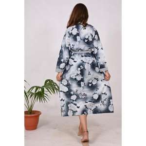 Robe kimono modal en satin pour femmes, impression numérique, vêtements de nuit de luxe doux, robe de chambre et de sommeil légère - Product Image 5