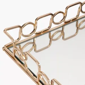 Luxury Golden Mirror <b>Vanity</b> Tray for Home Decor, Handcrafted Round Mirrored Serving Tray for Living Room and <b>Bedroom</b> - Product Image 3