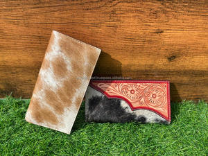 Nouveaux vrais cheveux sur peau de vache usiné à la main mince portefeuille femmes en cuir véritable carte de crédit portefeuille Western cuir pochette cadeau pour elle - Product Image 3