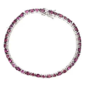 AAA+ Quality 925 Sterling Silver <b>Bracelet</b> Oval Rhodolite <b>Garnet</b> 5x3mm Gemstone Jewelry 7 Inch Cus-Jew78 - Product Image 1