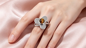 Nueva llegada 925 anillo fino de plata esterlina elegante Ojo de Tigre joyería de piedras preciosas - Product Image 3
