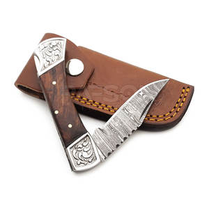 Lame en acier inoxydable damas de haute qualité couteau de poche pliant manche en bois pour Camping en plein air chasse personnalisable OEM bricolage - Product Image 4