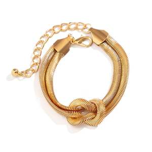 Bracelet à maillons en chaîne avec nœuds plaqués or Jeulia - Style géométrique vintage tendance - Product Image 1