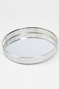 Bandeja de servicio de estilo antiguo de primera calidad hecha de vidrio y metal con artesanía única - Product Image 4