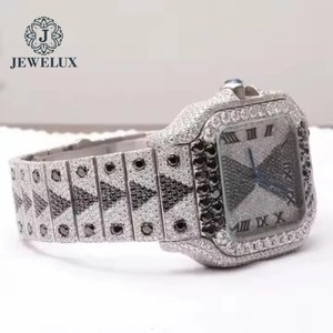 Fully Iced Luxury Charm Moissanite Diamond Hip Hop <b>Watch</b> White <b>Black</b> Dial Stainless Steel Band Quartz Analog Sapphire Crystal - Product Image 2