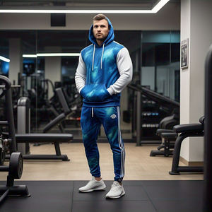 Survêtement homme impression numérique Sportswear Running Jogger Hoodie & Pajama Trouser Two Piece Men Sublimation Print Tracksuit Men - Product Image 4