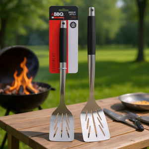 Chrome and Black C0 Stainless Steel <b>BBQ</b> Paddle 45cm Tool for Outdoor Grilling - Product Image 3