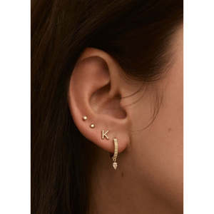 Solis Diamond <b>Huggie</b> Earrings with Ribbed Design - Product Image 2