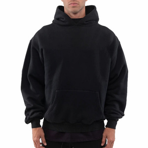 Sweats à capuche pour hommes en molleton 100% coton, poids lourd, impression personnalisée, streetwear surdimensionné - Product Image 1