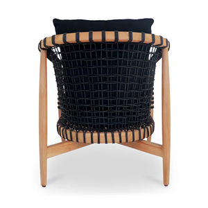 Sillón de Lujo para Exteriores, Patio, Jardín, Terraza, Madera de Teca Natural, Combinación de Cuerdas y Cojín - Ameral - Product Image 3