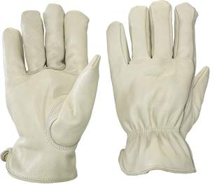 Gants de travail de sécurité en cuir, 1 paire, blanc, en peau de chèvre, doux - Product Image 3