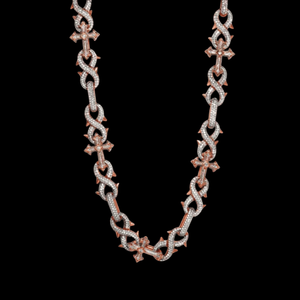 Cadena Cubana de Plata de Ley 925 Chapada en Oro para Hombre con Diamantes de Corte Brillante Redondo (27tcw)-112gm - Product Image 2