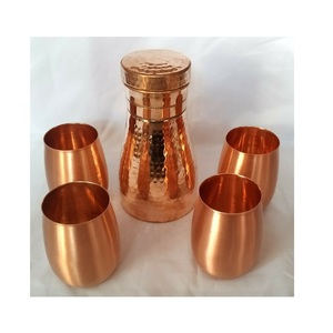 Copper <b>Jug</b> with Matching <b>Glasses</b> Stylish Premium Drinkware for Dining Table Daily Healthy Living Homes and Kitchen Spaces - Product Image 3