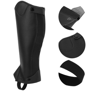 Équitation à cheval pour hommes en cuir mi-cuir, couleur noire personnalisée, OEM ODM, impression de logo personnalisée, matériau en cuir, vente en gros, meilleur design - Product Image 5