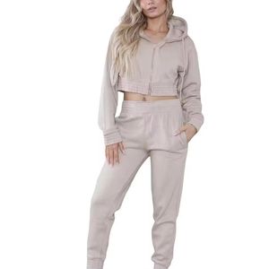 Ensemble de haut court et pantalon de survêtement 2 pièces printemps décontracté personnalisé pour femmes 100% coton tissu éponge anti-boulochage longueur au genou - Product Image 5