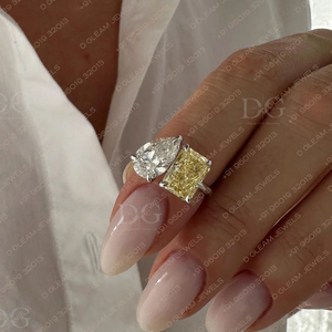 2.50ct Pear Cut Moissanite Diamond Engagement <b>Ring</b> Toi Et Moi IGI Certified Silver Gemstone Wedding Party Gift Ethnic <b>Rings</b> - Product Image 6