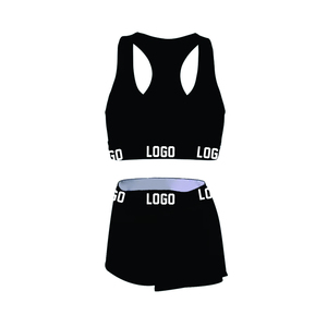 Ensemble de vêtements de sport de gymnastique d'été à séchage rapide short taille haute et soutien-gorge de sport fermeture à la taille élastique pour le yoga et le sport - Product Image 1