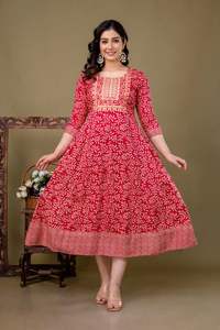 Elegante Vestido de Rayón con Bordado de Encaje para Mujer, Última Moda, Tejido de Fabricante Indio - Product Image 3