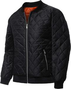 Veste bomber unisexe décontractée confortable en polaire à col montant réversible imperméable de couleur unie avec fermeture éclair - Product Image 1