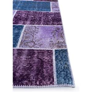 Tapis en laine noués à la main Provenance, design classique patchwork rose et violet, pour la décoration de la maison, salon, couloir, rectangulaire 9x12 pouces - Product Image 4