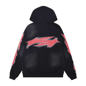 Sudadera Unisex con Capucha, Estilo Moderno, Bolsillos Delanteros, Bordado Desgastado con Pedrería, Lavado Ácido, 100% Algodón, Venta al Por Mayor - Product Image 3