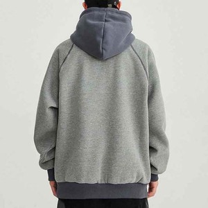 เสื้อกันหนาวมีฮู้ดของผู้ชายผ้าฝ้าย100% ใหม่เสื้อสเวตเตอร์แบบสวมหัวแขนยาวโอเวอร์ไซส์ปักแบบเรียบง่าย - Product Image 5